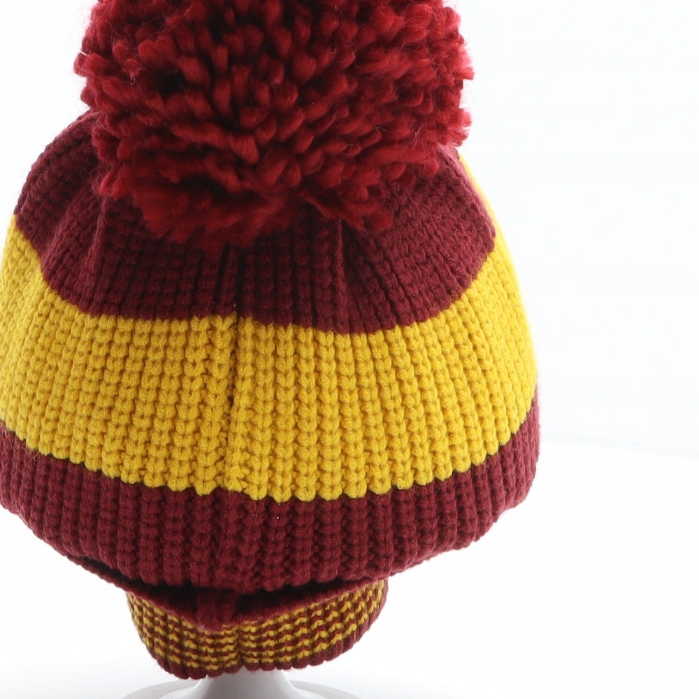 Marks and Spencer Boys Multicoloured Striped Viscose Bobble Hat One Size - Harry Potter, Hogwarts, Gryffindor