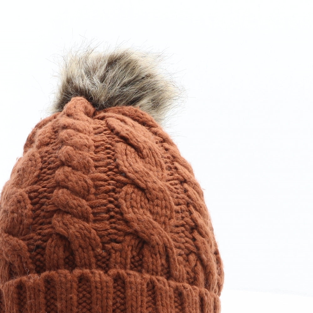 New Look Womens Brown Acrylic Bobble Hat One Size