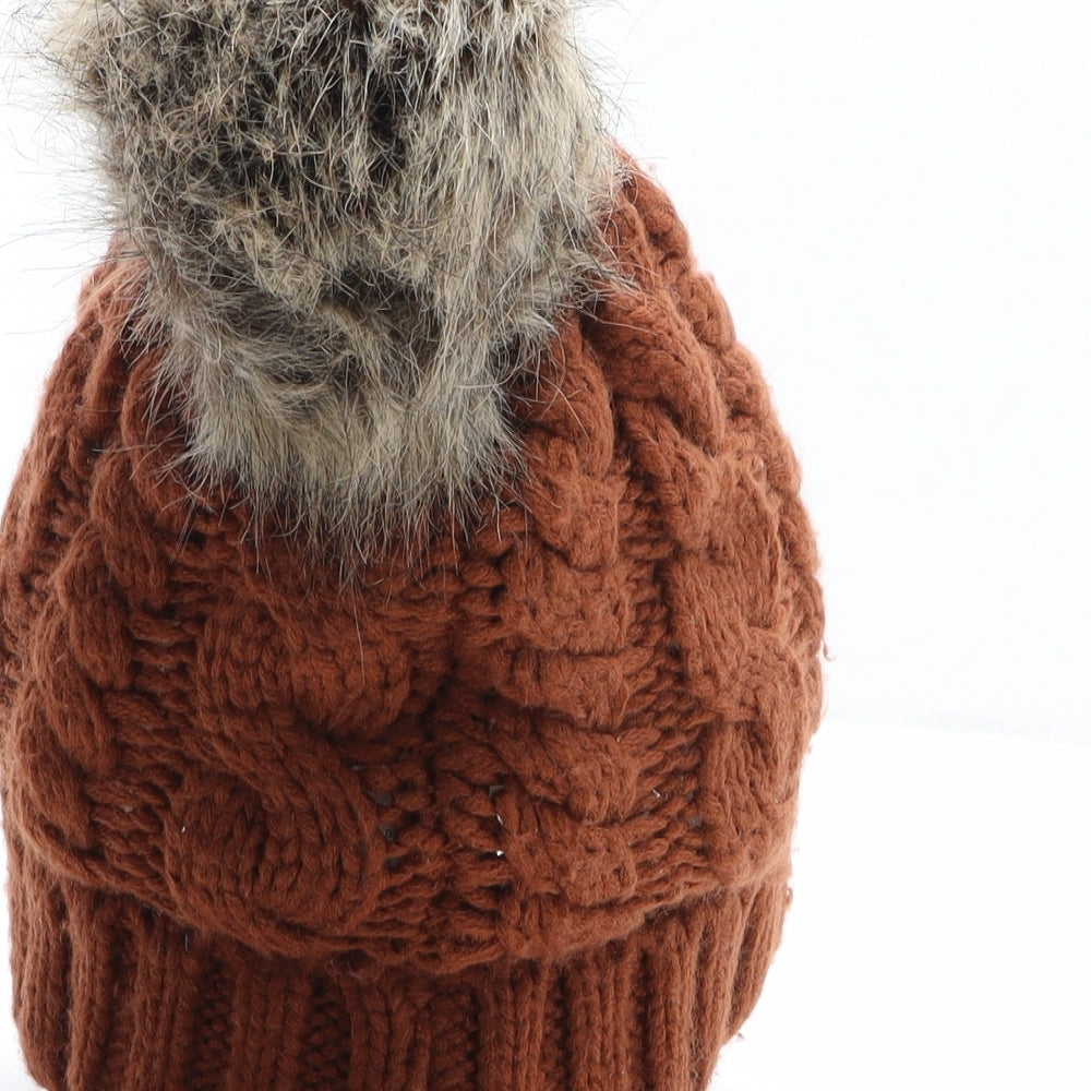 New Look Womens Brown Acrylic Bobble Hat One Size