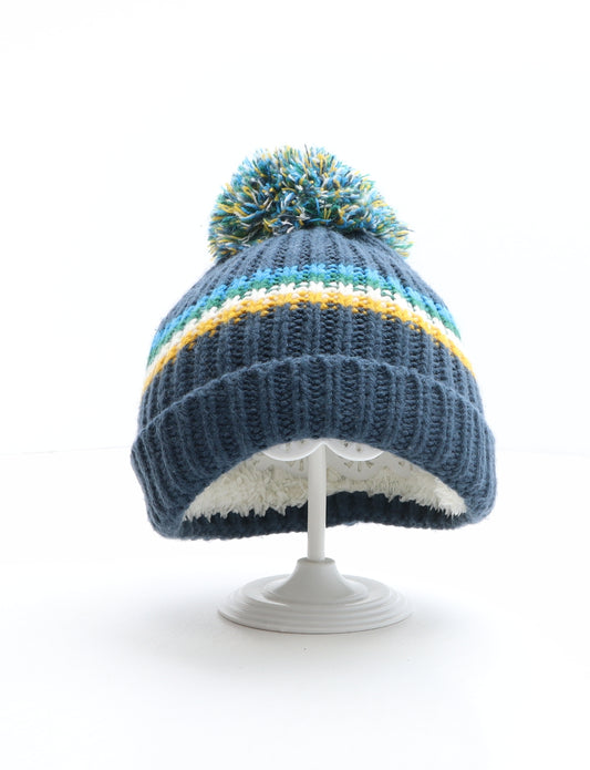 TJM Boys Multicoloured Striped Acrylic Bobble Hat One Size