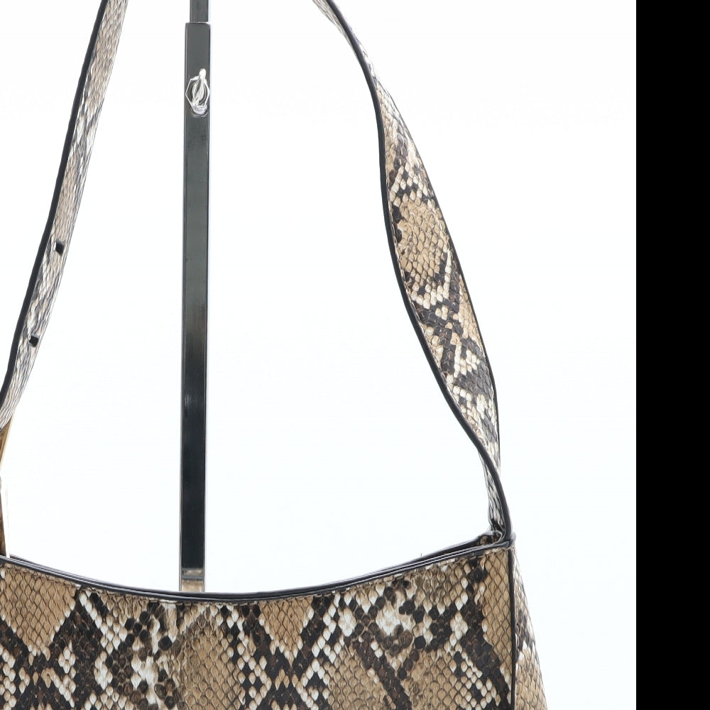 Topshop Womens Brown Animal Print Polyurethane Shoulder Bag Size Medium - Snake skin pattern