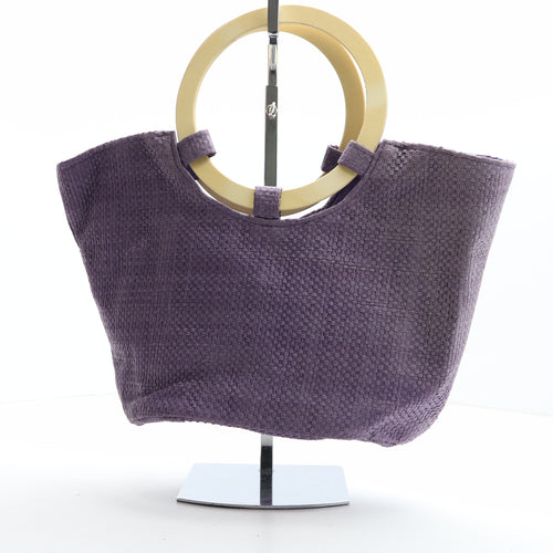 Preworn Womens Purple Solid Paper Fibre Top Handle Bag Size Large