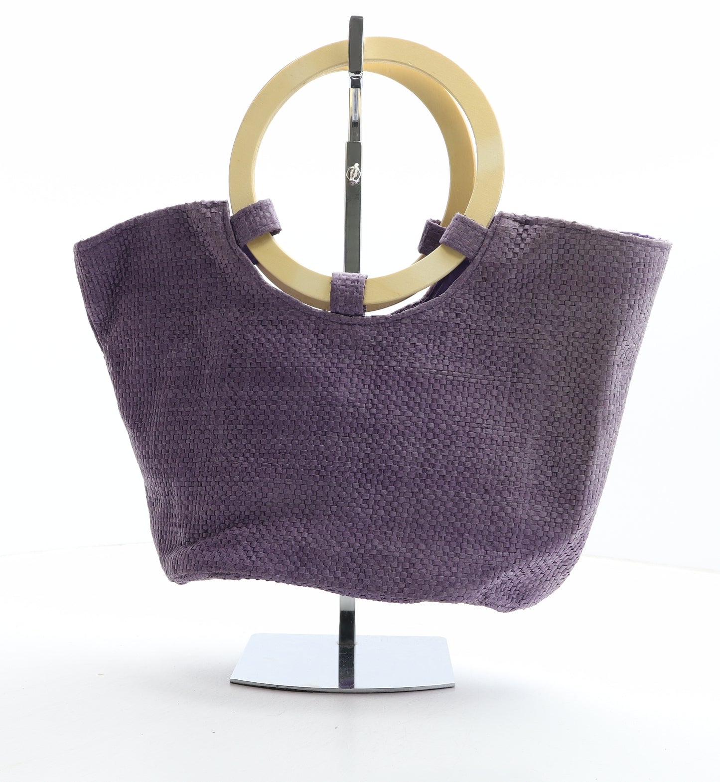 Preworn Womens Purple Solid Paper Fibre Top Handle Bag Size Large