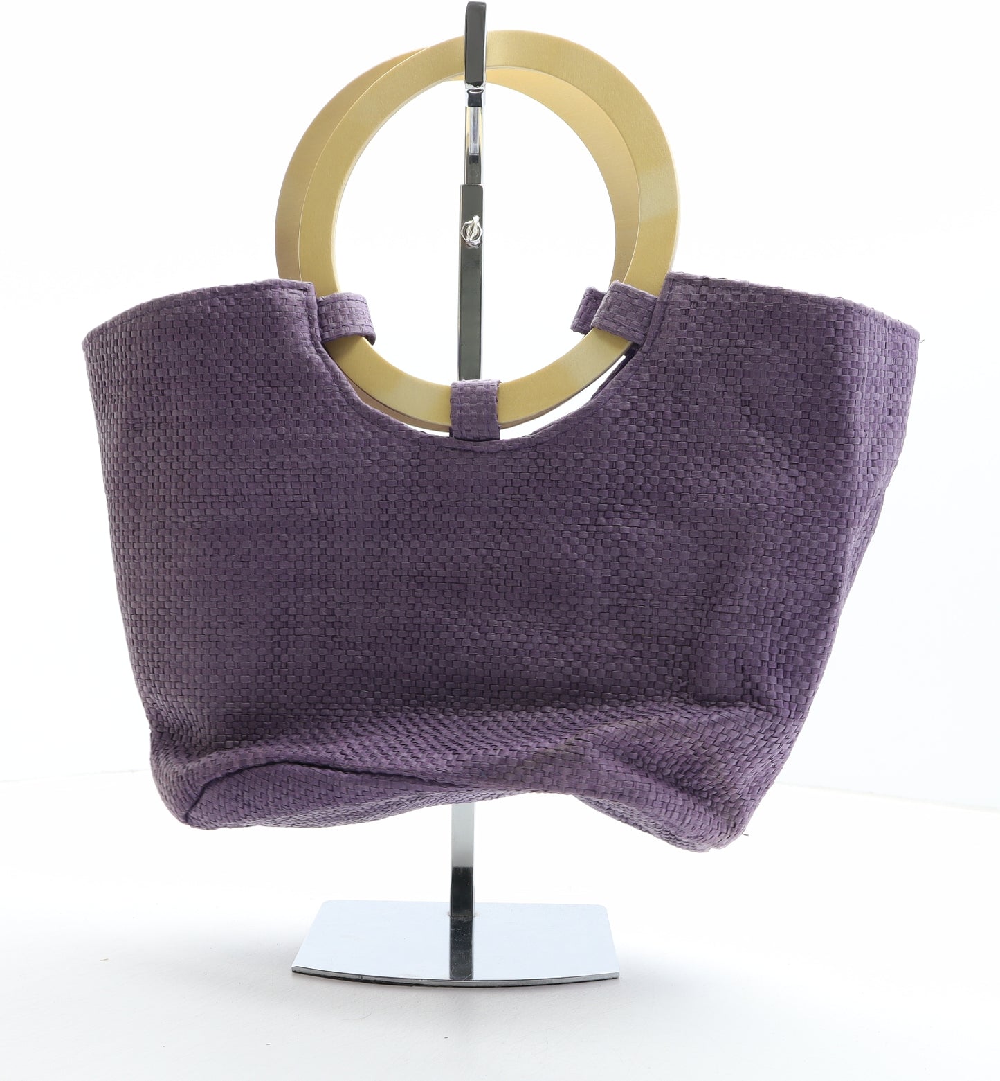 Preworn Womens Purple Solid Paper Fibre Top Handle Bag Size Large