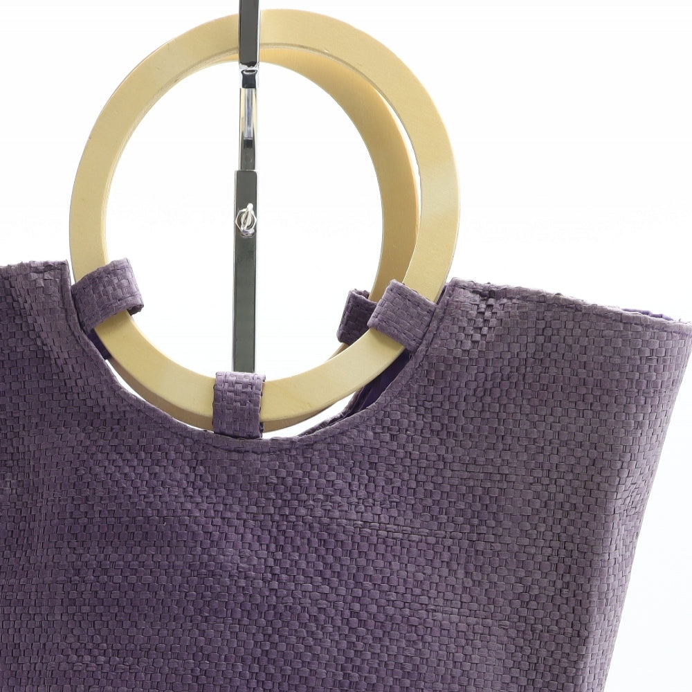 Preworn Womens Purple Solid Paper Fibre Top Handle Bag Size Large