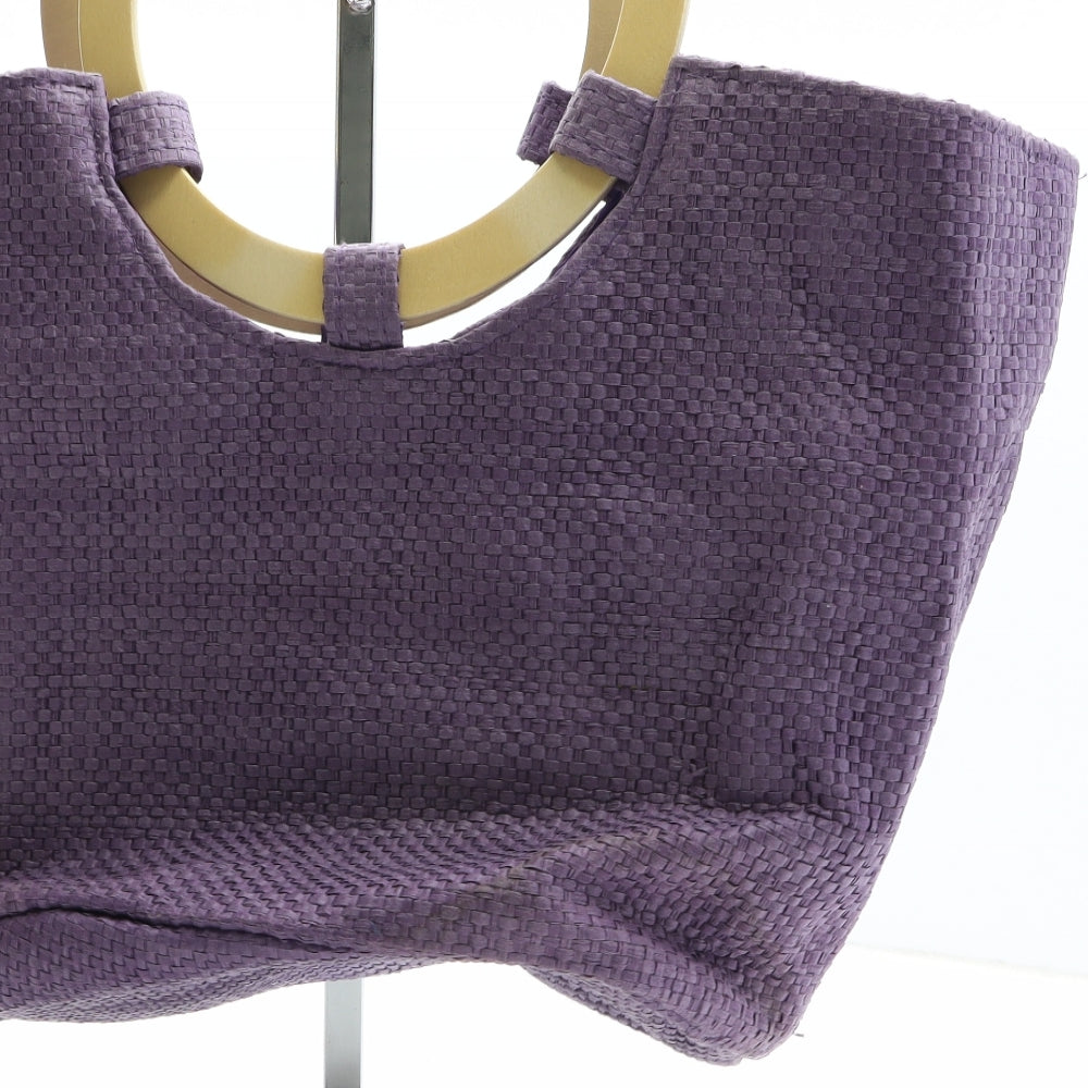 Preworn Womens Purple Solid Paper Fibre Top Handle Bag Size Large