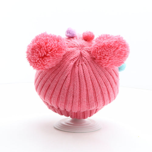 Matalan Girls Pink Acrylic Bobble Hat One Size - Minnie Mouse, Disney, Pom Poms
