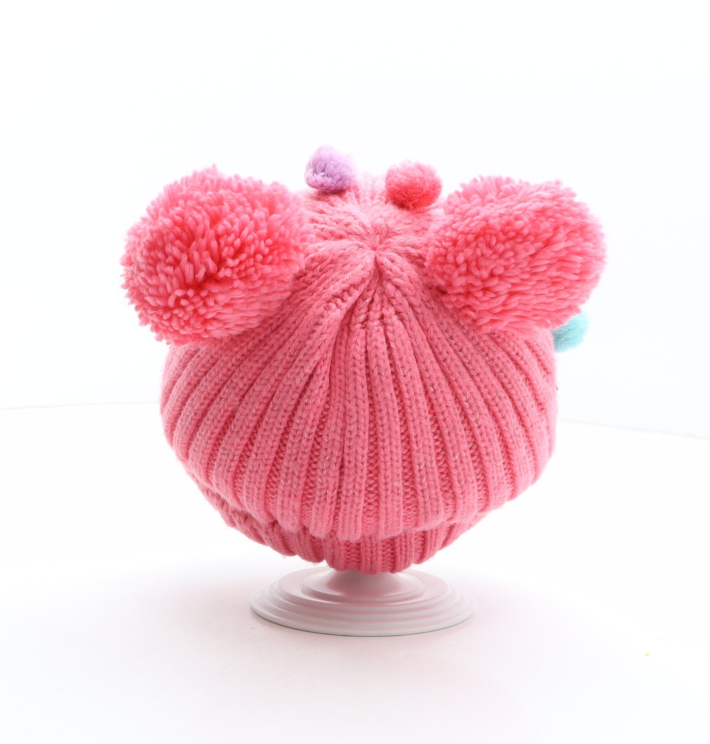 Matalan Girls Pink Acrylic Bobble Hat One Size - Minnie Mouse, Disney, Pom Poms