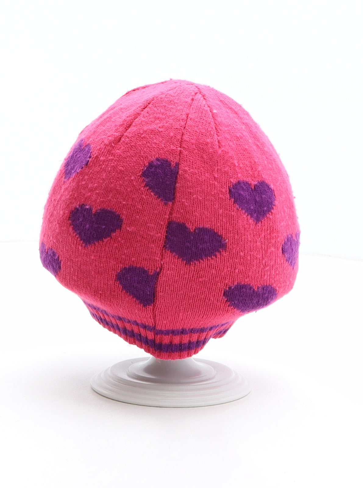 George Girls Multicoloured Geometric Acrylic Beanie One Size - Heart pattern
