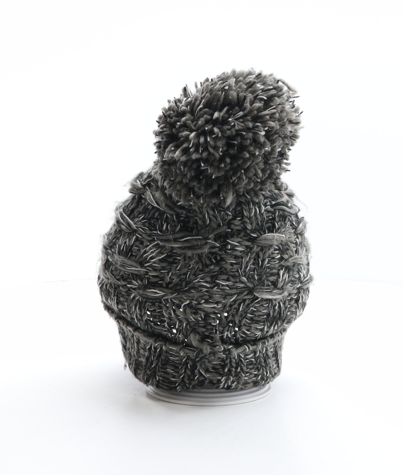 River Island Mens Grey Acrylic Beanie One Size - Pom Pom