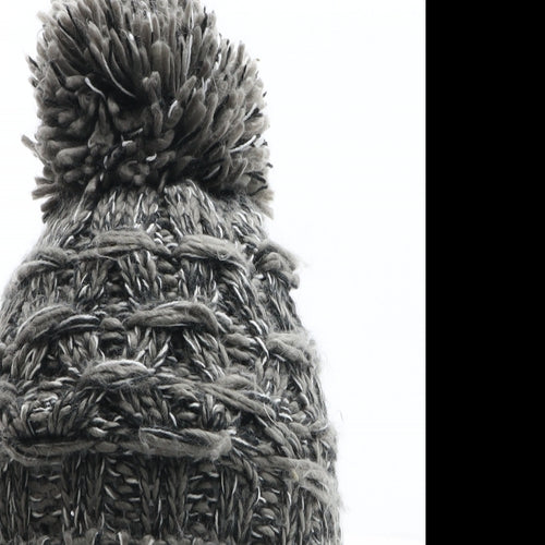 River Island Mens Grey Acrylic Beanie One Size - Pom Pom
