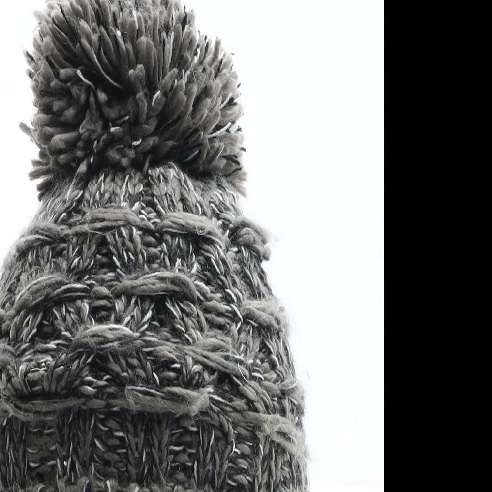 River Island Mens Grey Acrylic Beanie One Size - Pom Pom