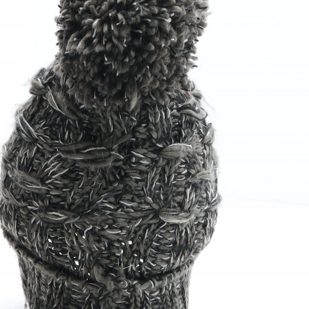 River Island Mens Grey Acrylic Beanie One Size - Pom Pom
