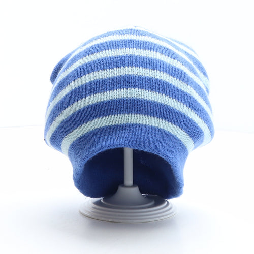 Preworn Boys Blue Striped Acrylic Beanie One Size
