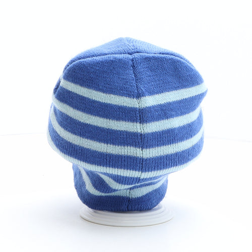 Preworn Boys Blue Striped Acrylic Beanie One Size