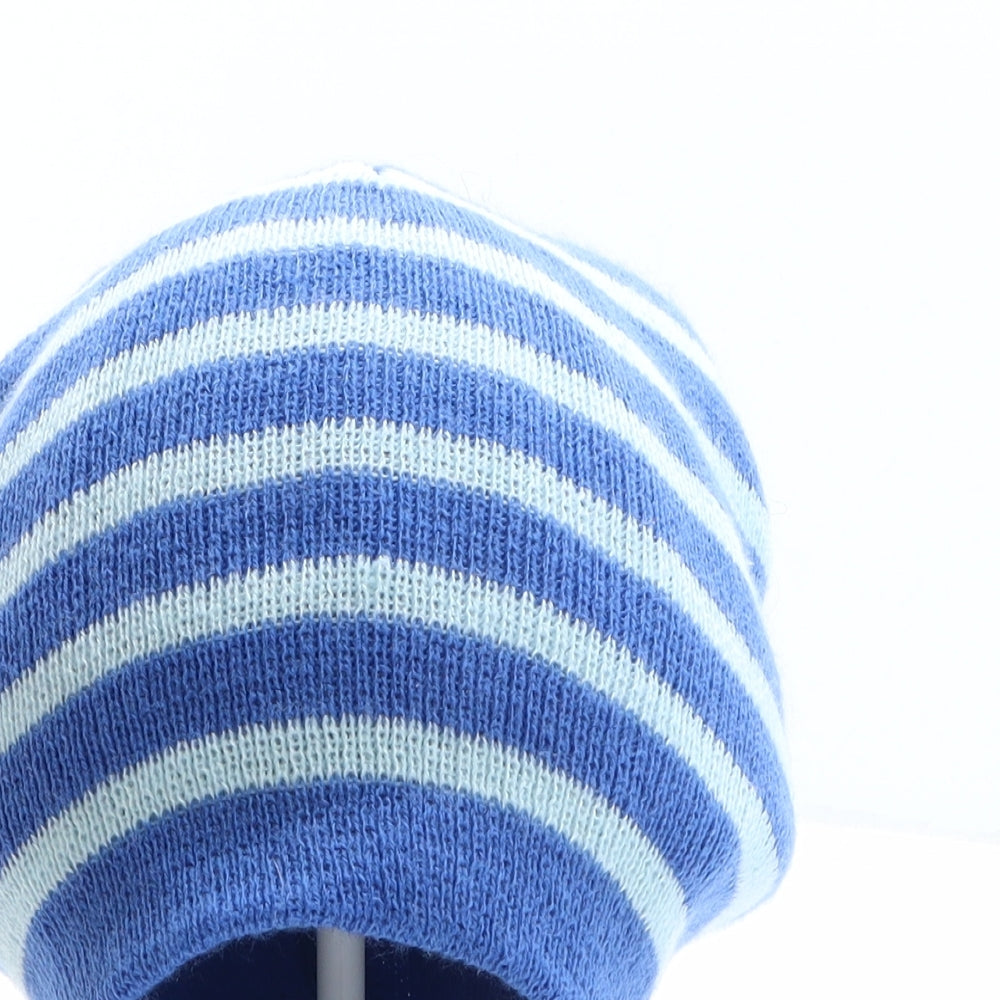 Preworn Boys Blue Striped Acrylic Beanie One Size