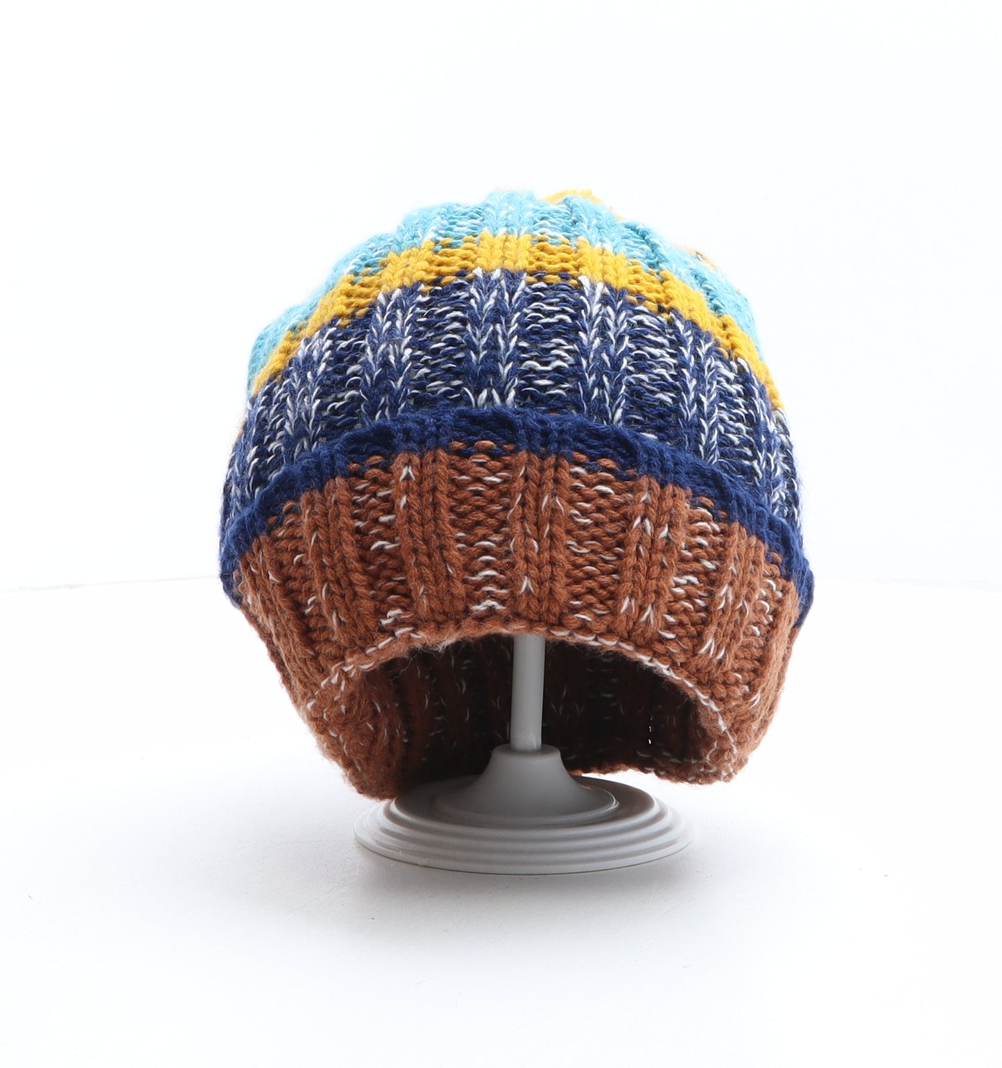 Pull&Bear Womens Multicoloured Striped Acrylic Bobble Hat One Size