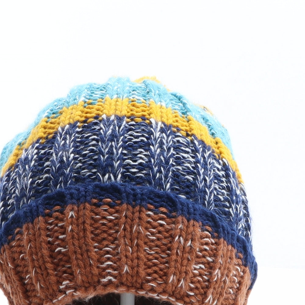 Pull&Bear Womens Multicoloured Striped Acrylic Bobble Hat One Size