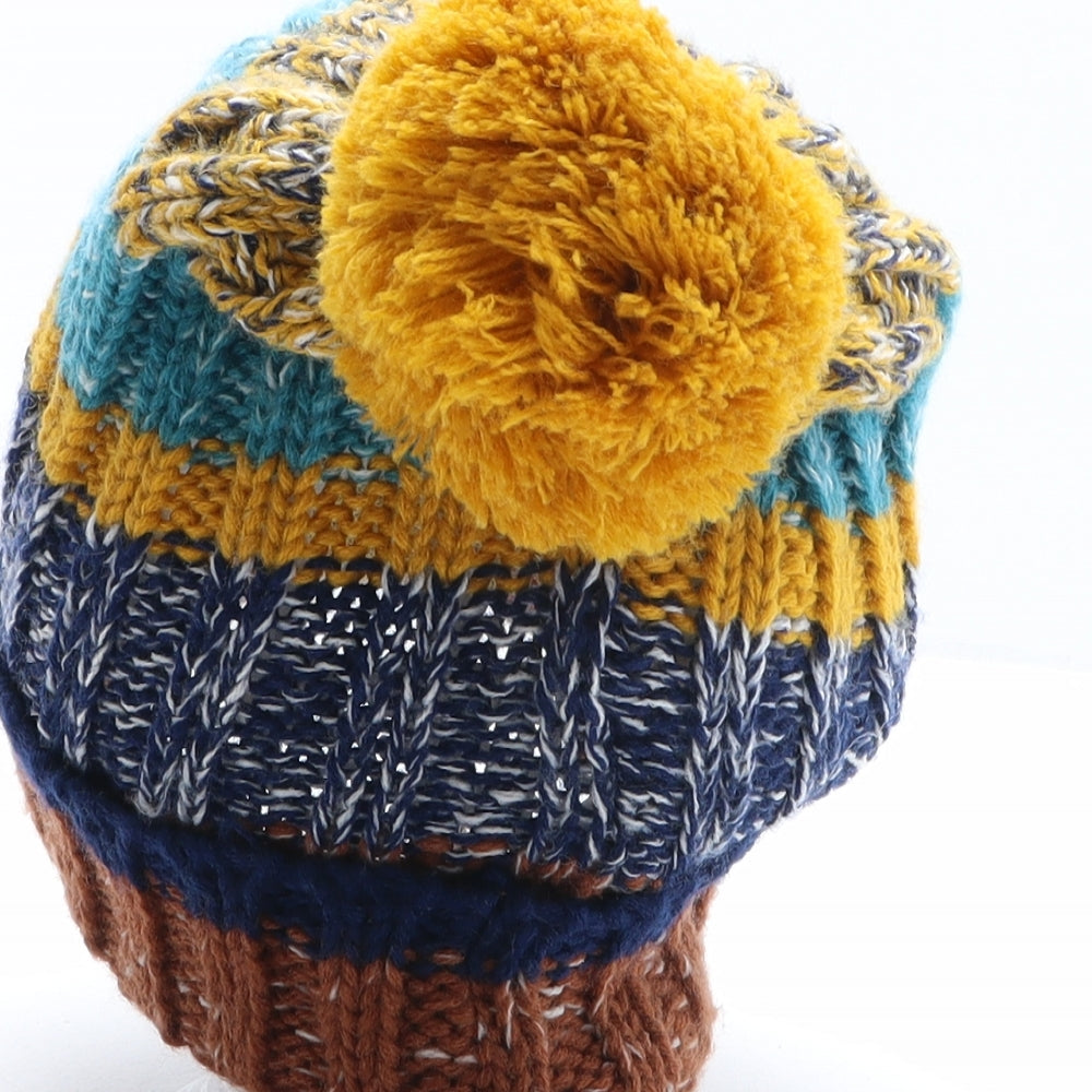 Pull&Bear Womens Multicoloured Striped Acrylic Bobble Hat One Size