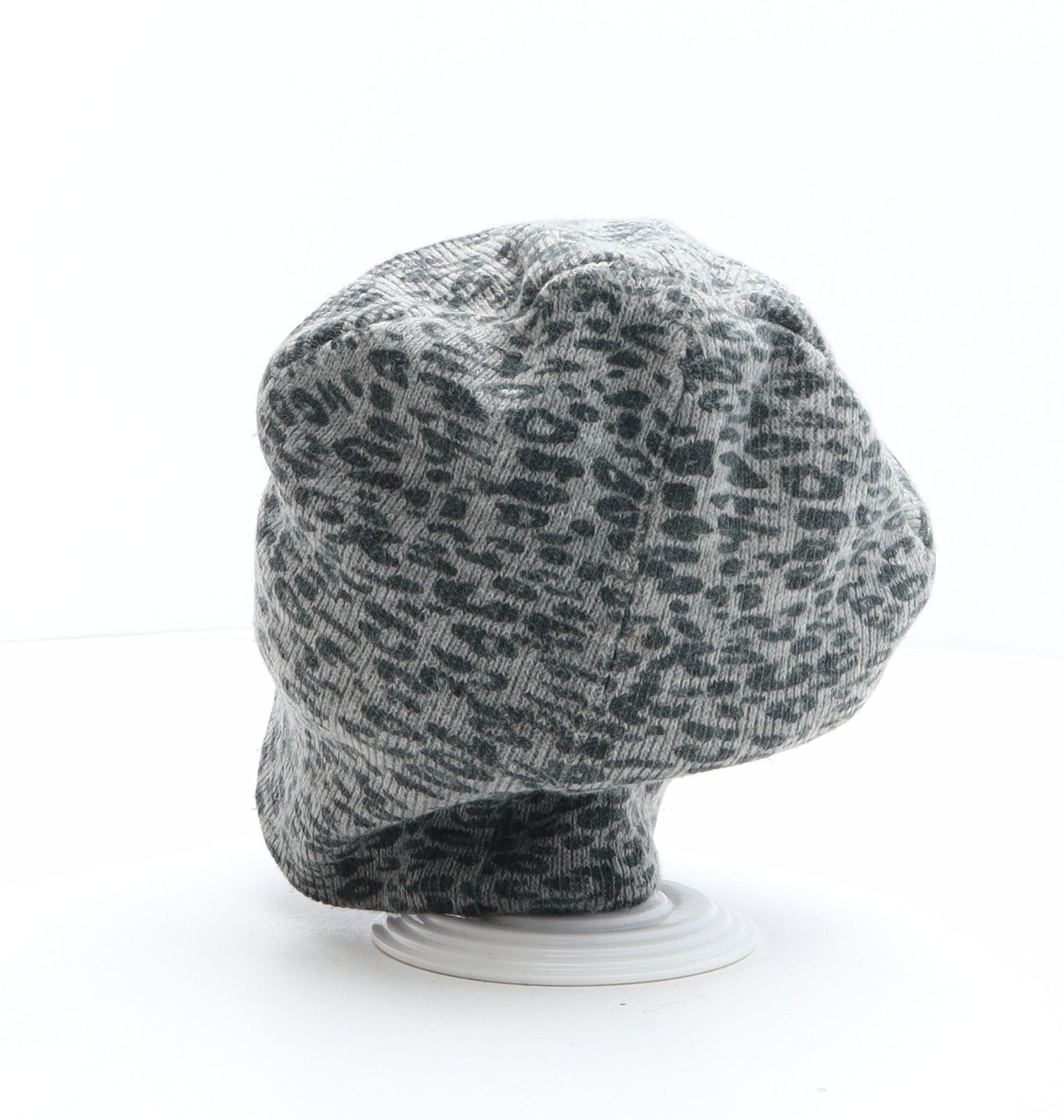 NEXT Boys Grey Animal Print Acrylic Beanie One Size - Leopard print