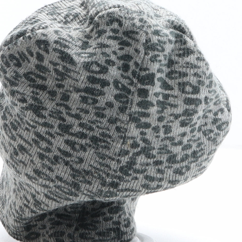 NEXT Boys Grey Animal Print Acrylic Beanie One Size - Leopard print