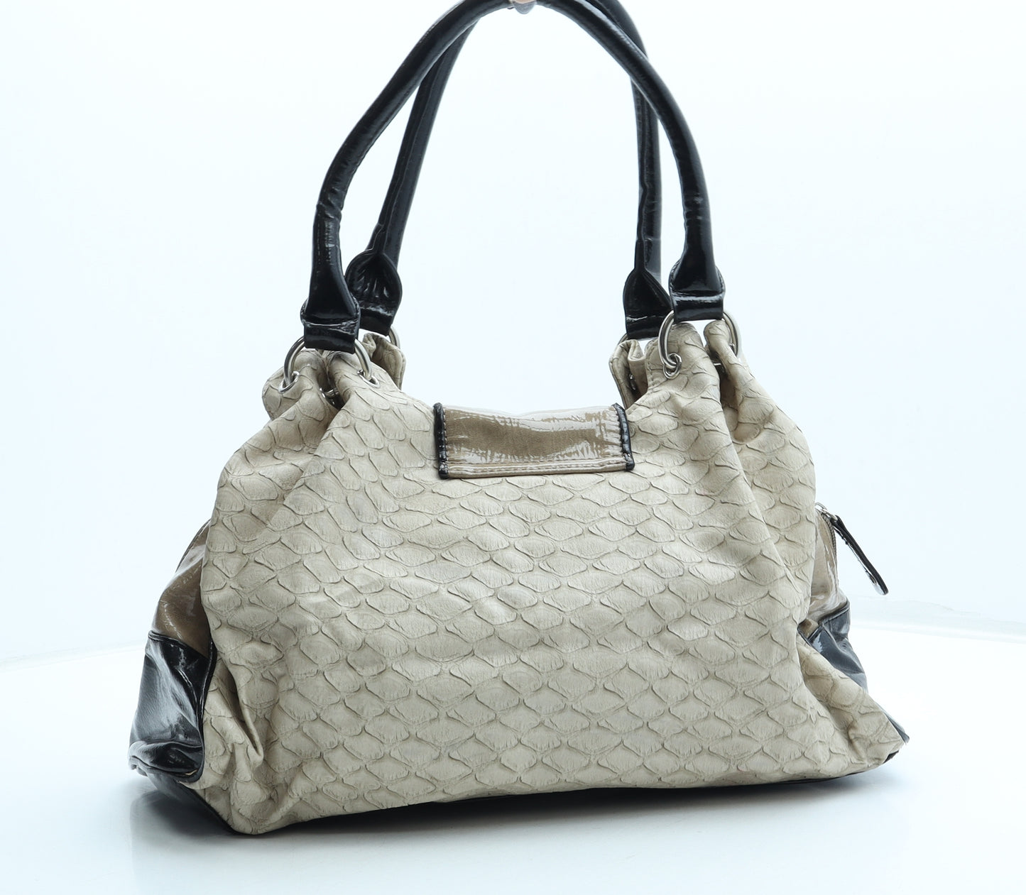Wallis Womens Beige Animal Print Polyurethane Top Handle Bag Size Medium - Snake Skin