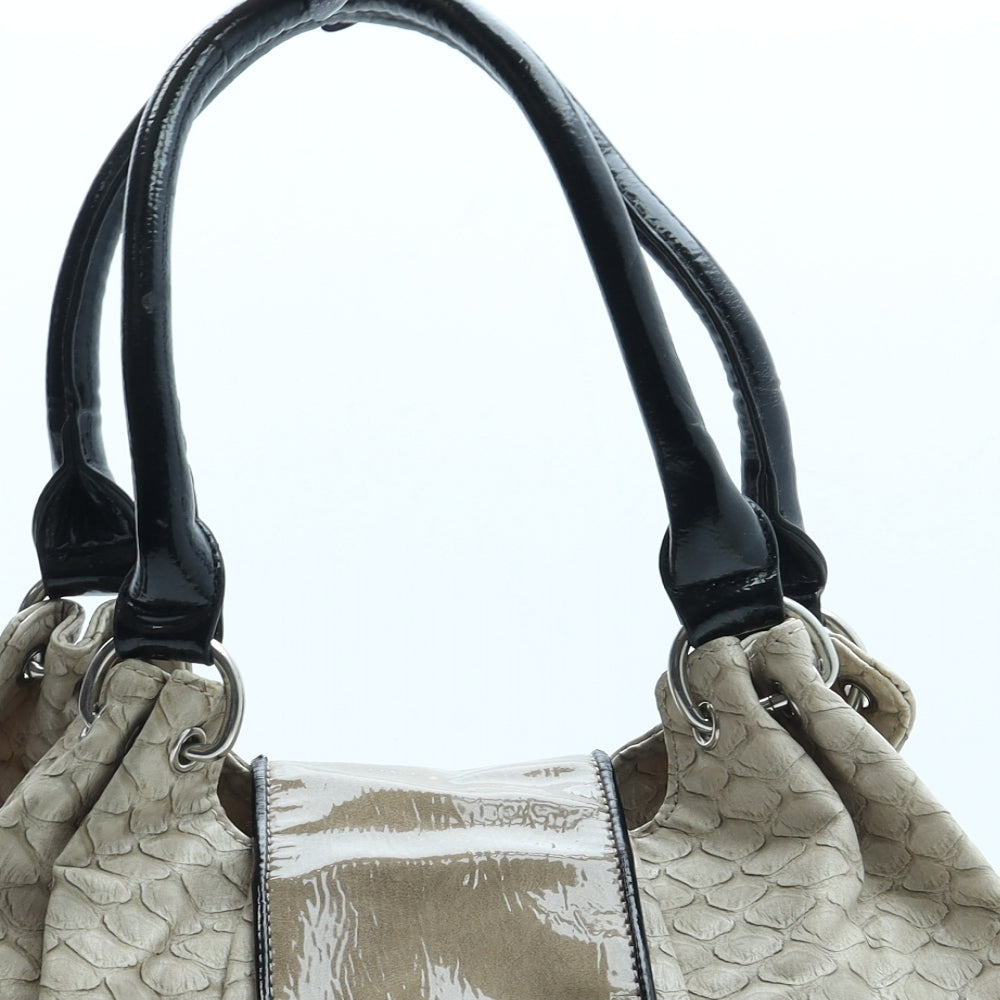 Wallis Womens Beige Animal Print Polyurethane Top Handle Bag Size Medium - Snake Skin