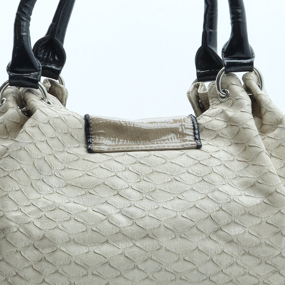 Wallis Womens Beige Animal Print Polyurethane Top Handle Bag Size Medium - Snake Skin