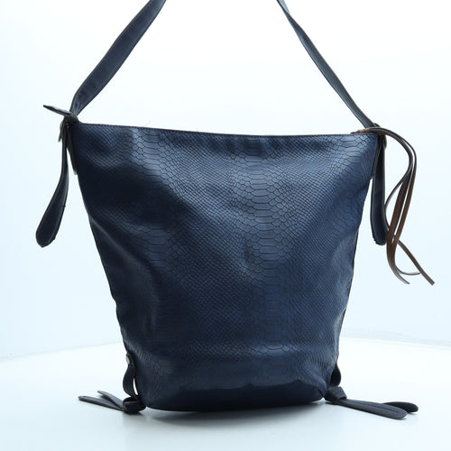 NEXT Womens Blue Animal Print Polyurethane Shoulder Bag Size Medium - Snake Print