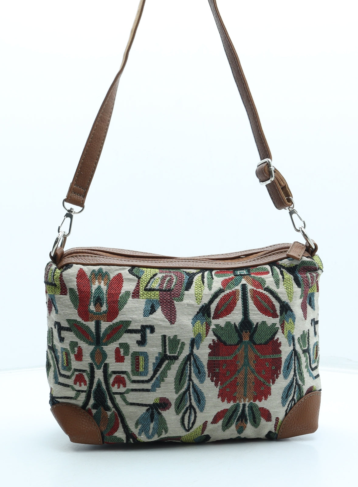 David Jones Womens Multicoloured Floral Cotton Crossbody Size Medium