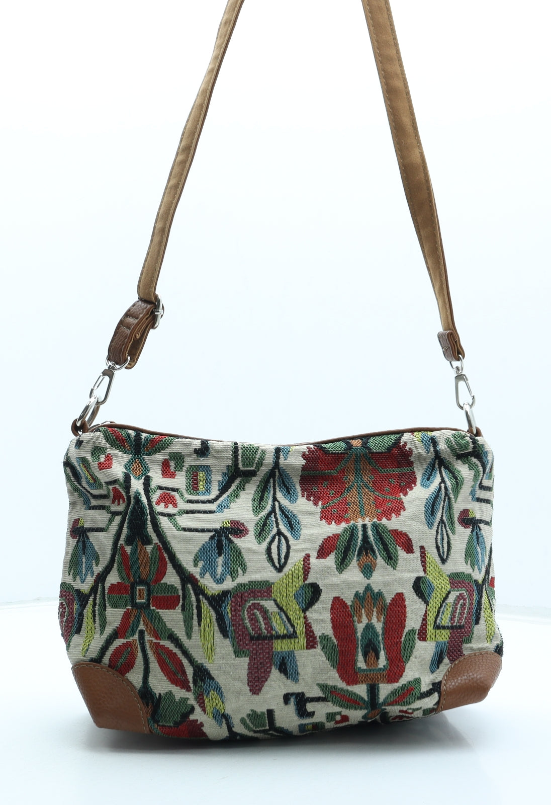 David Jones Womens Multicoloured Floral Cotton Crossbody Size Medium