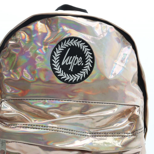 Hype Womens Multicoloured Newsprint Polyurethane Backpack Size Large - Holographic