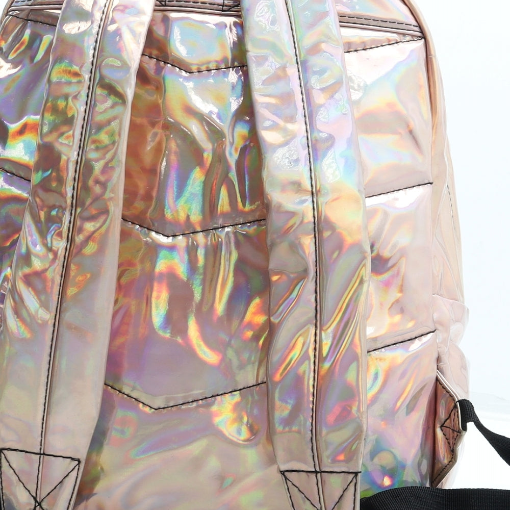 Hype Womens Multicoloured Newsprint Polyurethane Backpack Size Large - Holographic