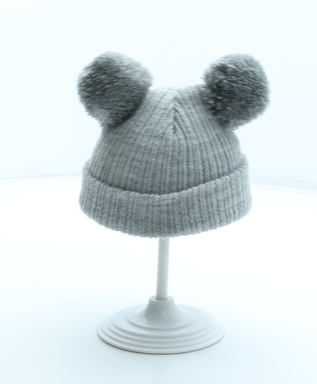 Preworn Girls Grey Acrylic Bobble Hat Size XS