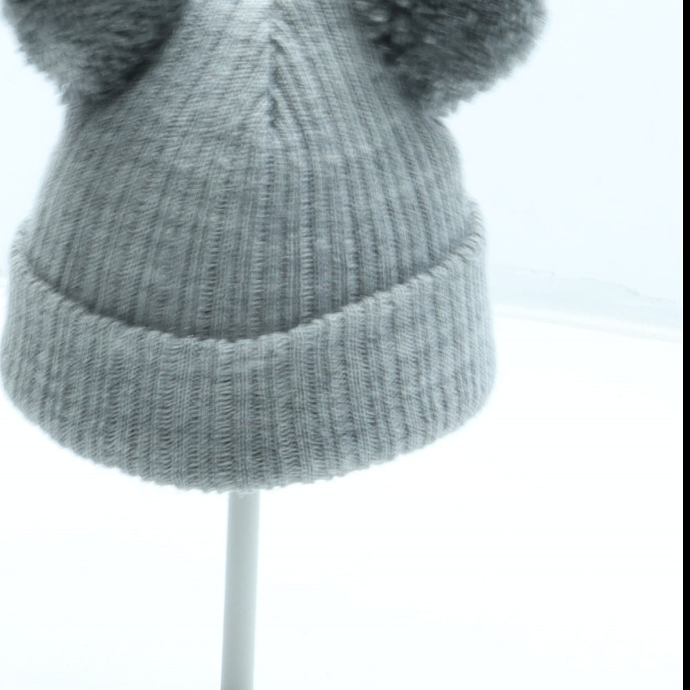 Preworn Girls Grey Acrylic Bobble Hat Size XS