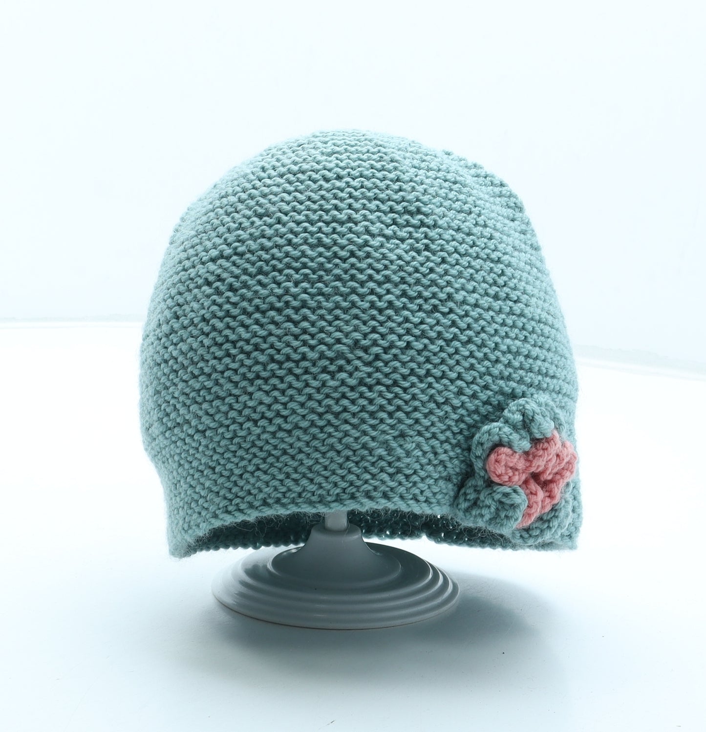 Preworn Womens Blue Acrylic Beanie One Size - Flower