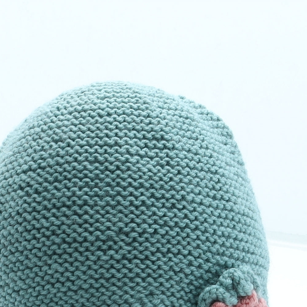Preworn Womens Blue Acrylic Beanie One Size - Flower