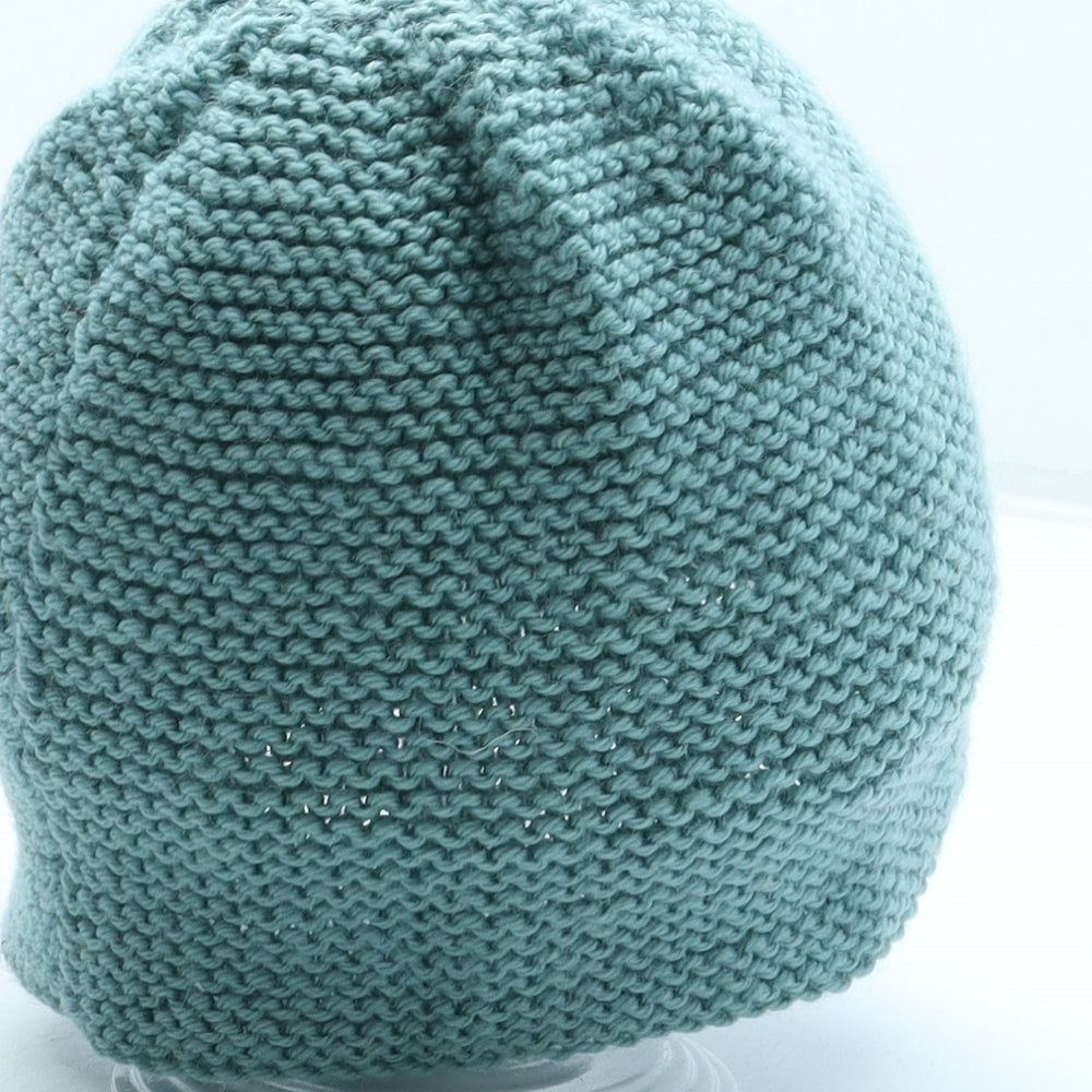 Preworn Womens Blue Acrylic Beanie One Size - Flower