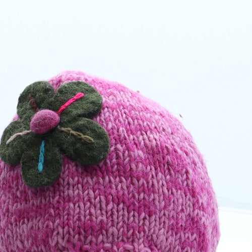 Yeti Clothing Womens Pink Acrylic Beanie One Size - Flower