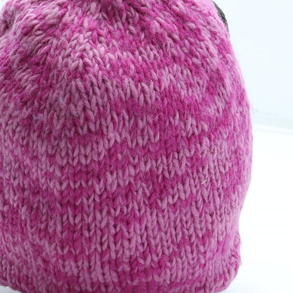 Yeti Clothing Womens Pink Acrylic Beanie One Size - Flower