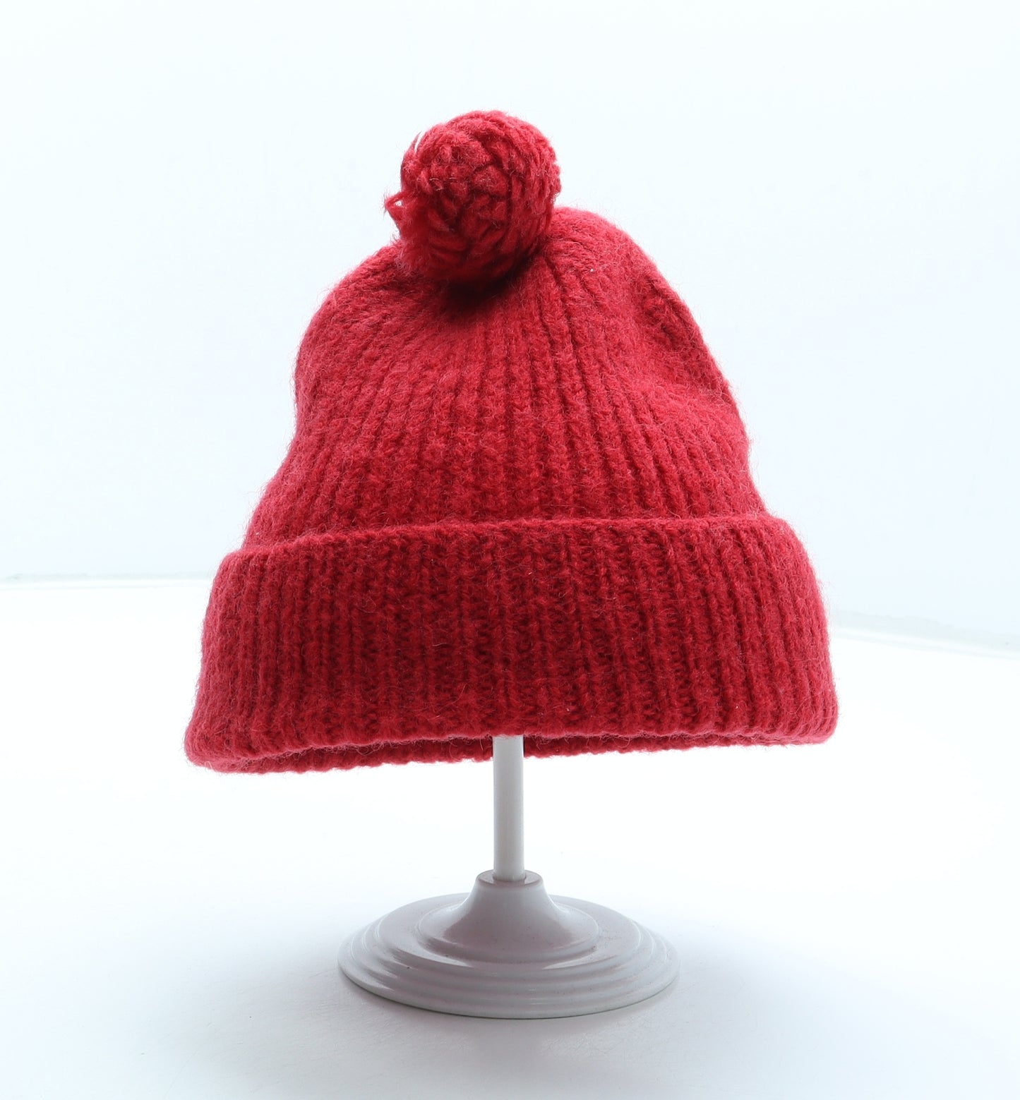 Preworn Womens Red Acrylic Bobble Hat One Size