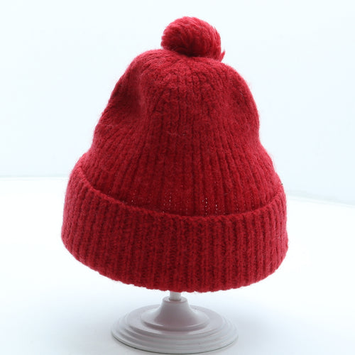 Preworn Womens Red Acrylic Bobble Hat One Size