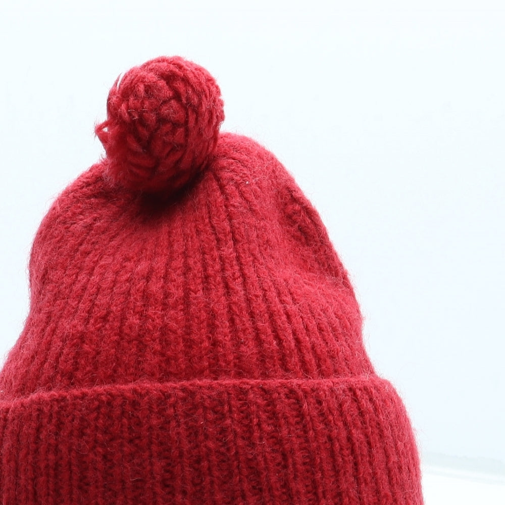 Preworn Womens Red Acrylic Bobble Hat One Size