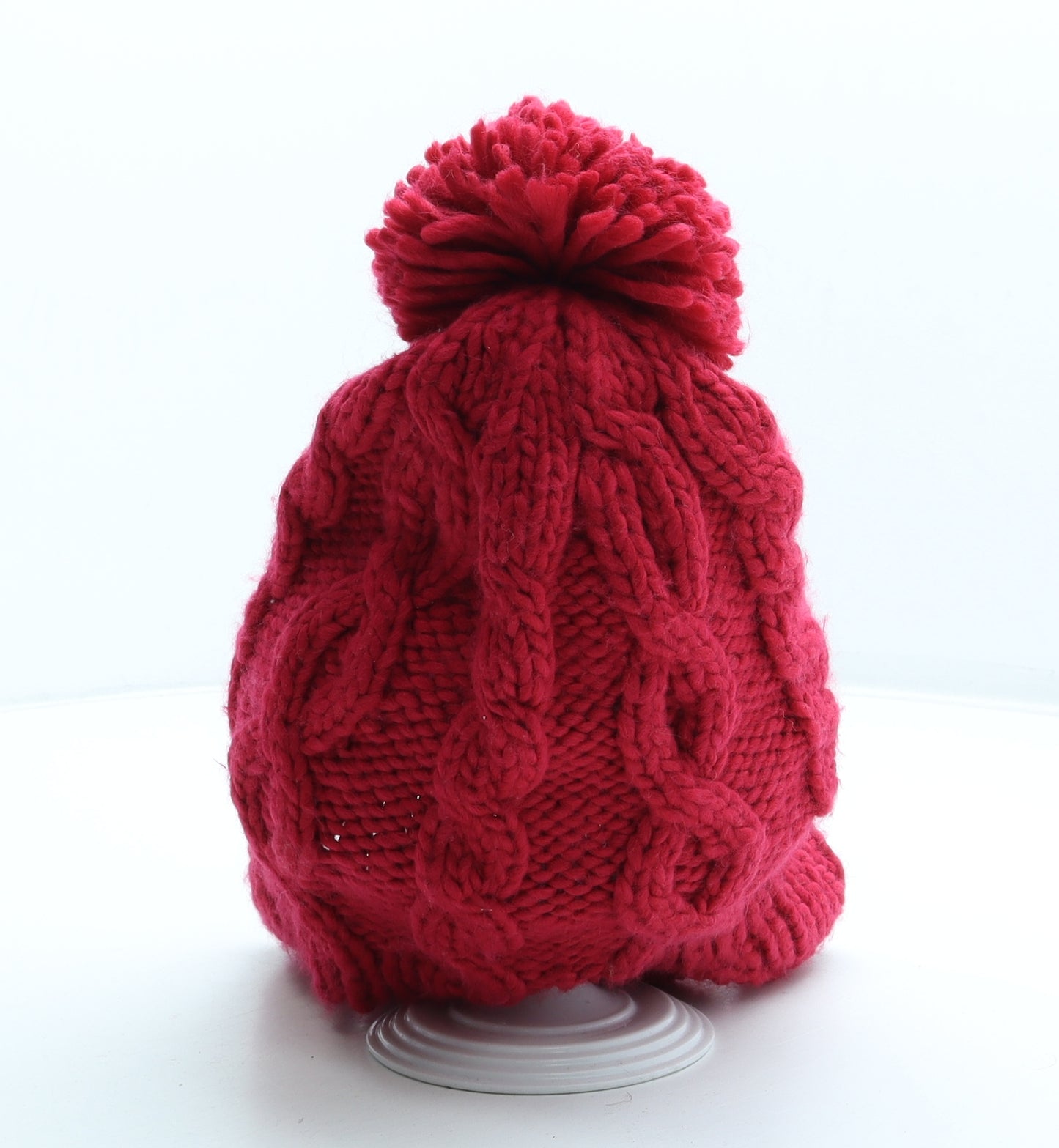 Preworn Womens Pink Acrylic Bonnet One Size - Pom Pom