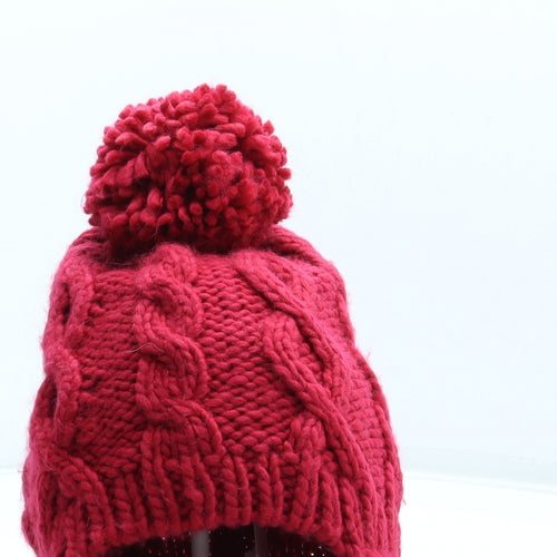 Preworn Womens Pink Acrylic Bonnet One Size - Pom Pom