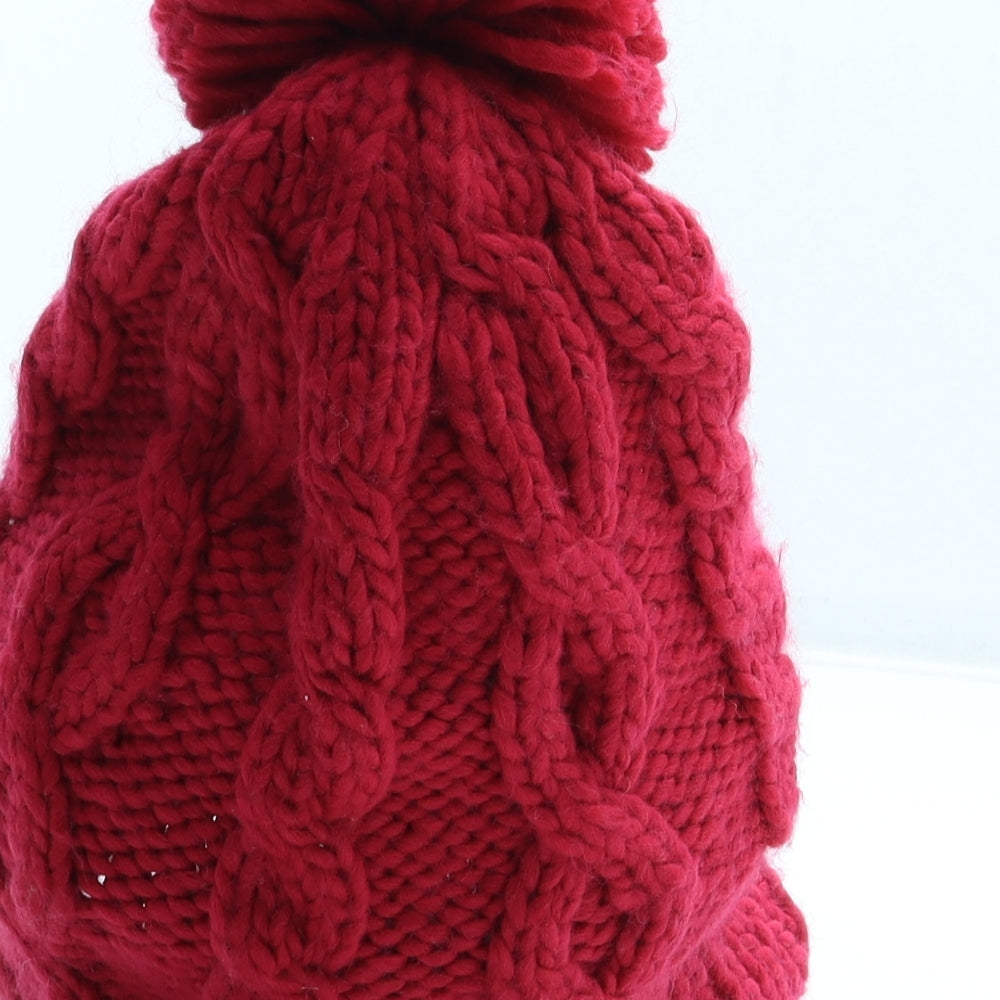 Preworn Womens Pink Acrylic Bonnet One Size - Pom Pom