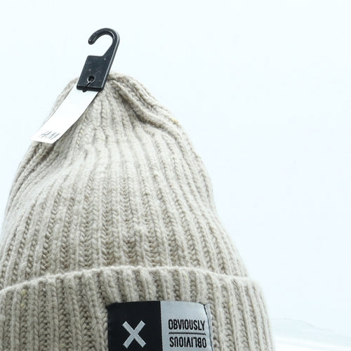 H&M Womens Beige Acrylic Beanie One Size