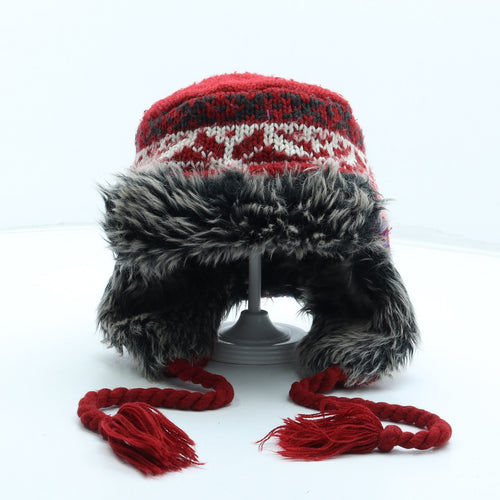 NEXT Boys Multicoloured Fair Isle Acrylic Trapper Hat Size S - Faux Fur