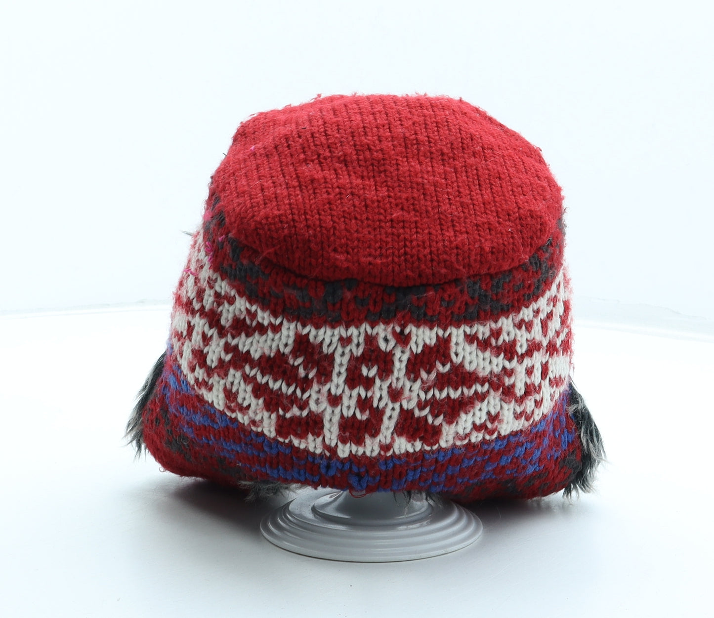 NEXT Boys Multicoloured Fair Isle Acrylic Trapper Hat Size S - Faux Fur