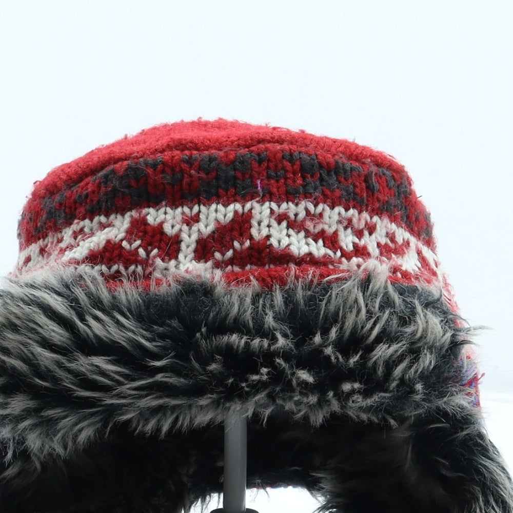NEXT Boys Multicoloured Fair Isle Acrylic Trapper Hat Size S - Faux Fur